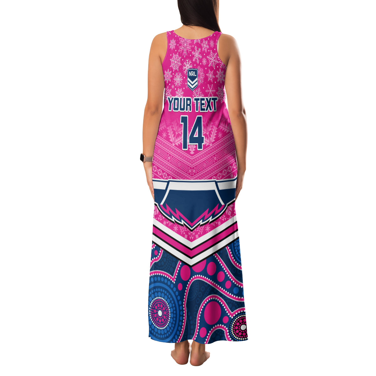 custom-cowboys-rugby-christmas-family-matching-tank-maxi-dress-and-hawaiian-shirt-merry-xmas-2023-mix-aboriginal-art-pink-version