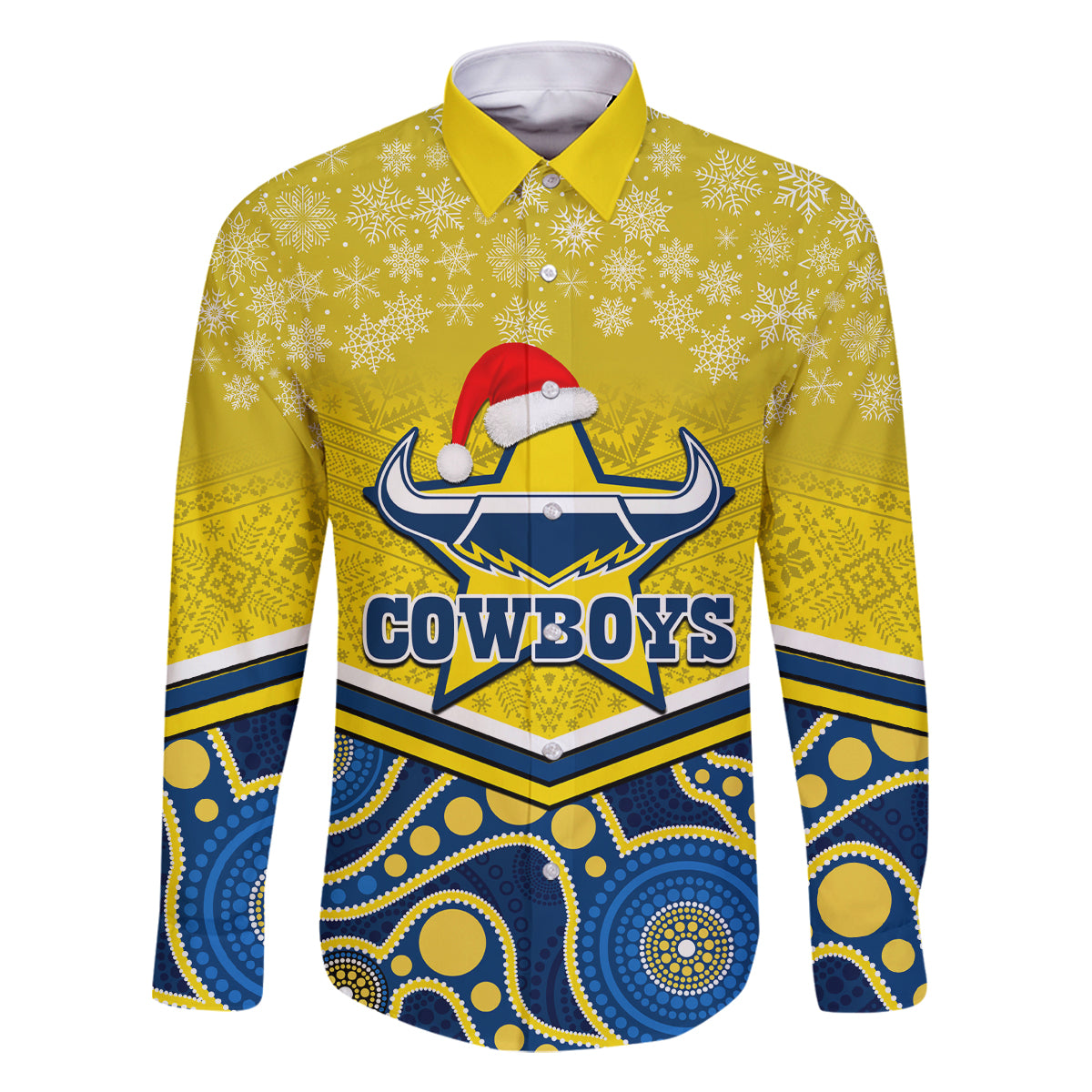 custom-cowboys-rugby-christmas-family-matching-long-sleeve-bodycon-dress-and-hawaiian-shirt-merry-xmas-2023-mix-aboriginal-art-blue-version