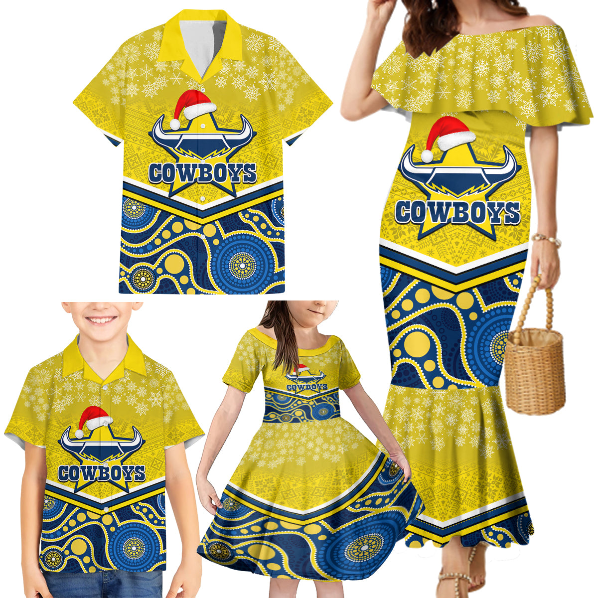 custom-cowboys-rugby-christmas-family-matching-mermaid-dress-and-hawaiian-shirt-merry-xmas-2023-mix-aboriginal-art-blue-version