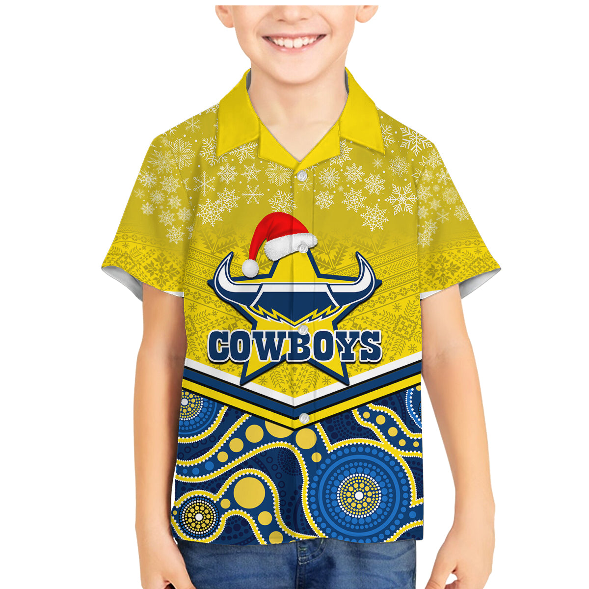 custom-cowboys-rugby-christmas-family-matching-mermaid-dress-and-hawaiian-shirt-merry-xmas-2023-mix-aboriginal-art-blue-version