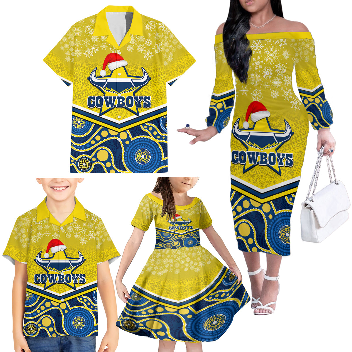 custom-cowboys-rugby-christmas-family-matching-off-shoulder-long-sleeve-dress-and-hawaiian-shirt-merry-xmas-2023-mix-aboriginal-art-blue-version