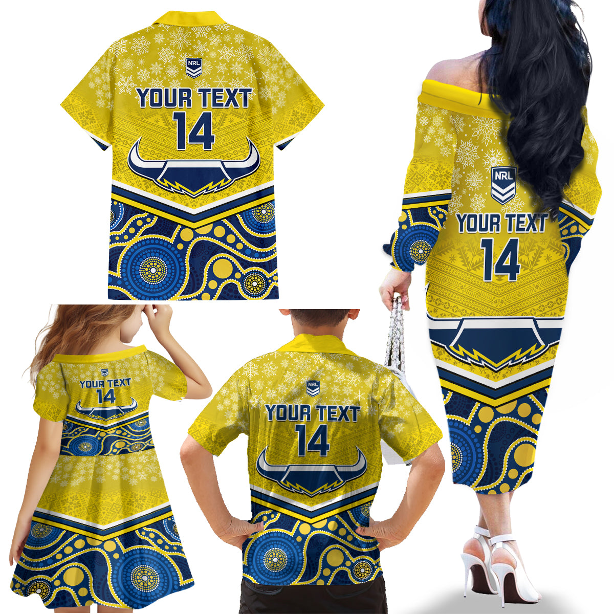 custom-cowboys-rugby-christmas-family-matching-off-shoulder-long-sleeve-dress-and-hawaiian-shirt-merry-xmas-2023-mix-aboriginal-art-blue-version