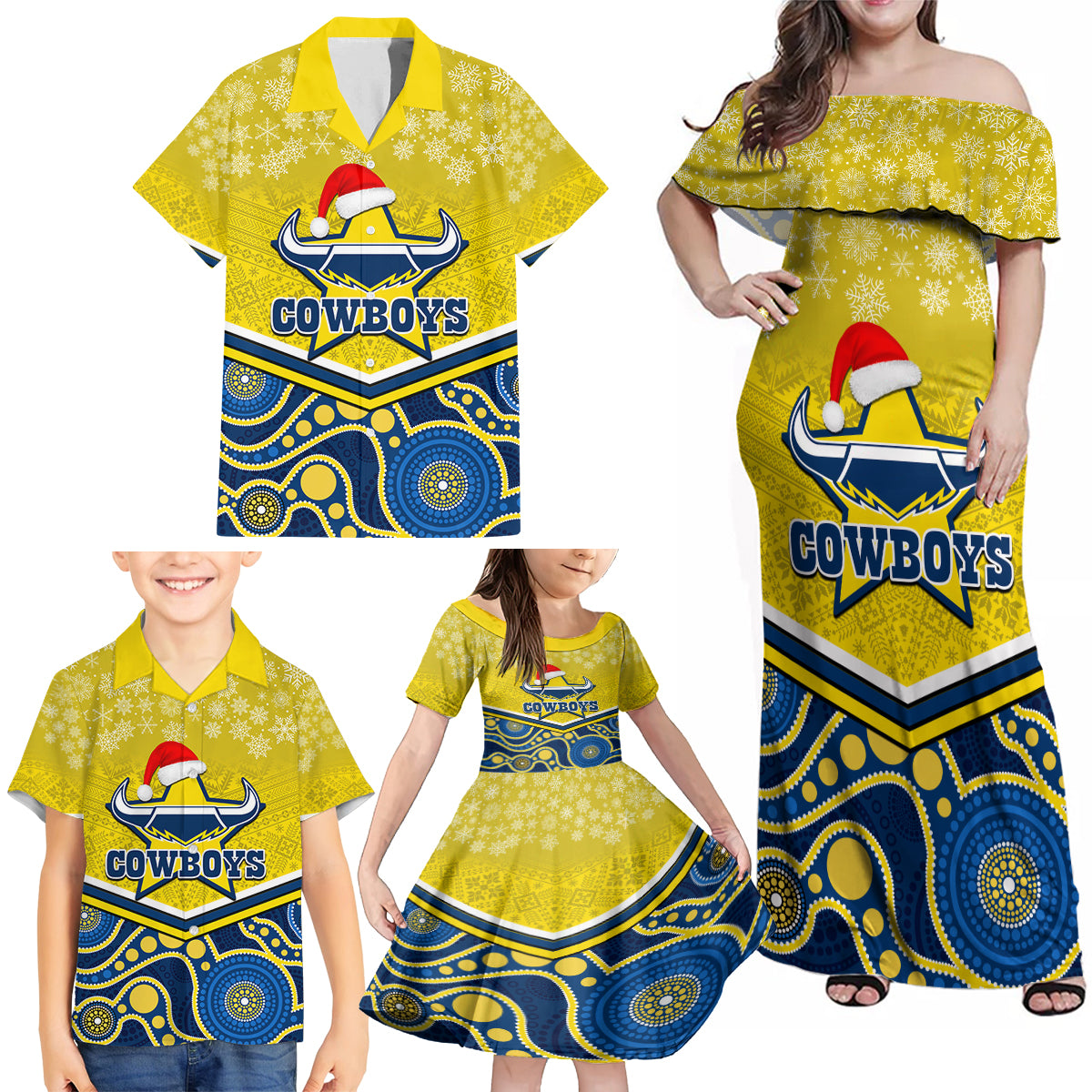 custom-cowboys-rugby-christmas-family-matching-off-shoulder-maxi-dress-and-hawaiian-shirt-merry-xmas-2023-mix-aboriginal-art-blue-version