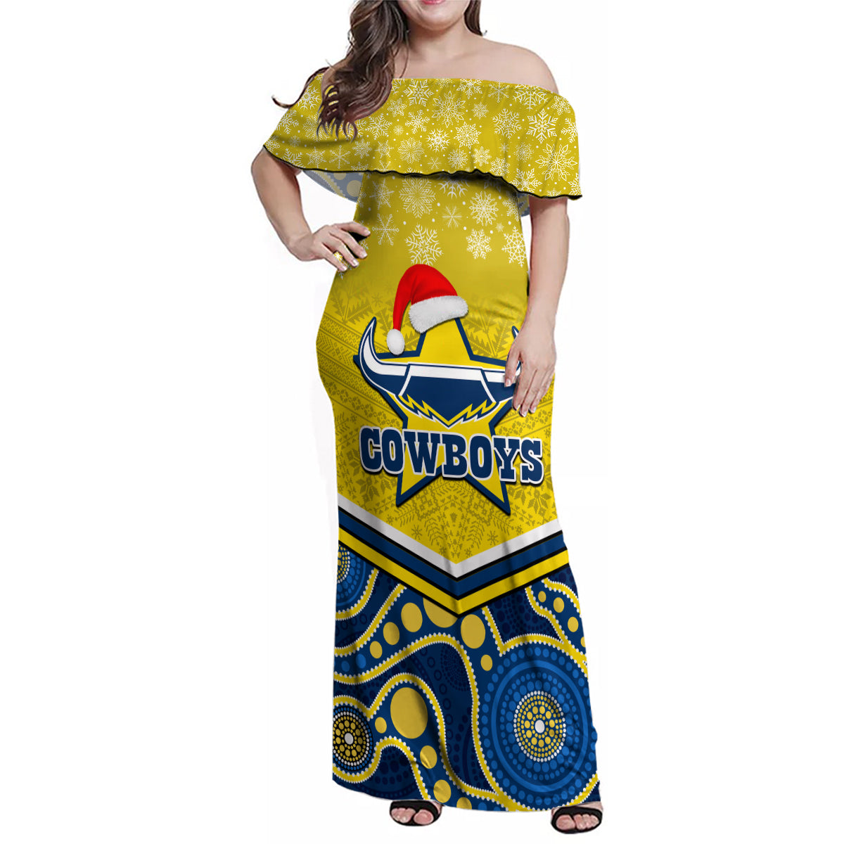 custom-cowboys-rugby-christmas-family-matching-off-shoulder-maxi-dress-and-hawaiian-shirt-merry-xmas-2023-mix-aboriginal-art-blue-version