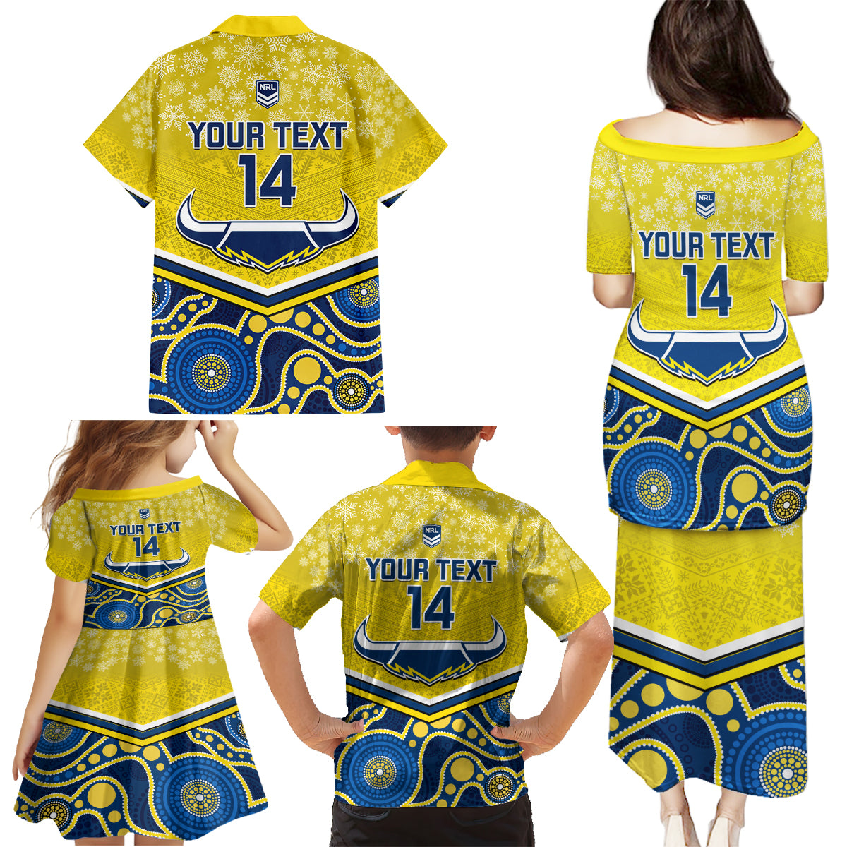 custom-cowboys-rugby-christmas-family-matching-puletasi-dress-and-hawaiian-shirt-merry-xmas-2023-mix-aboriginal-art-blue-version