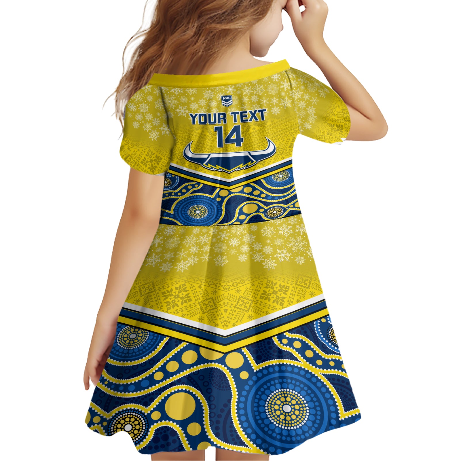 custom-cowboys-rugby-christmas-family-matching-short-sleeve-bodycon-dress-and-hawaiian-shirt-merry-xmas-2023-mix-aboriginal-art-blue-version