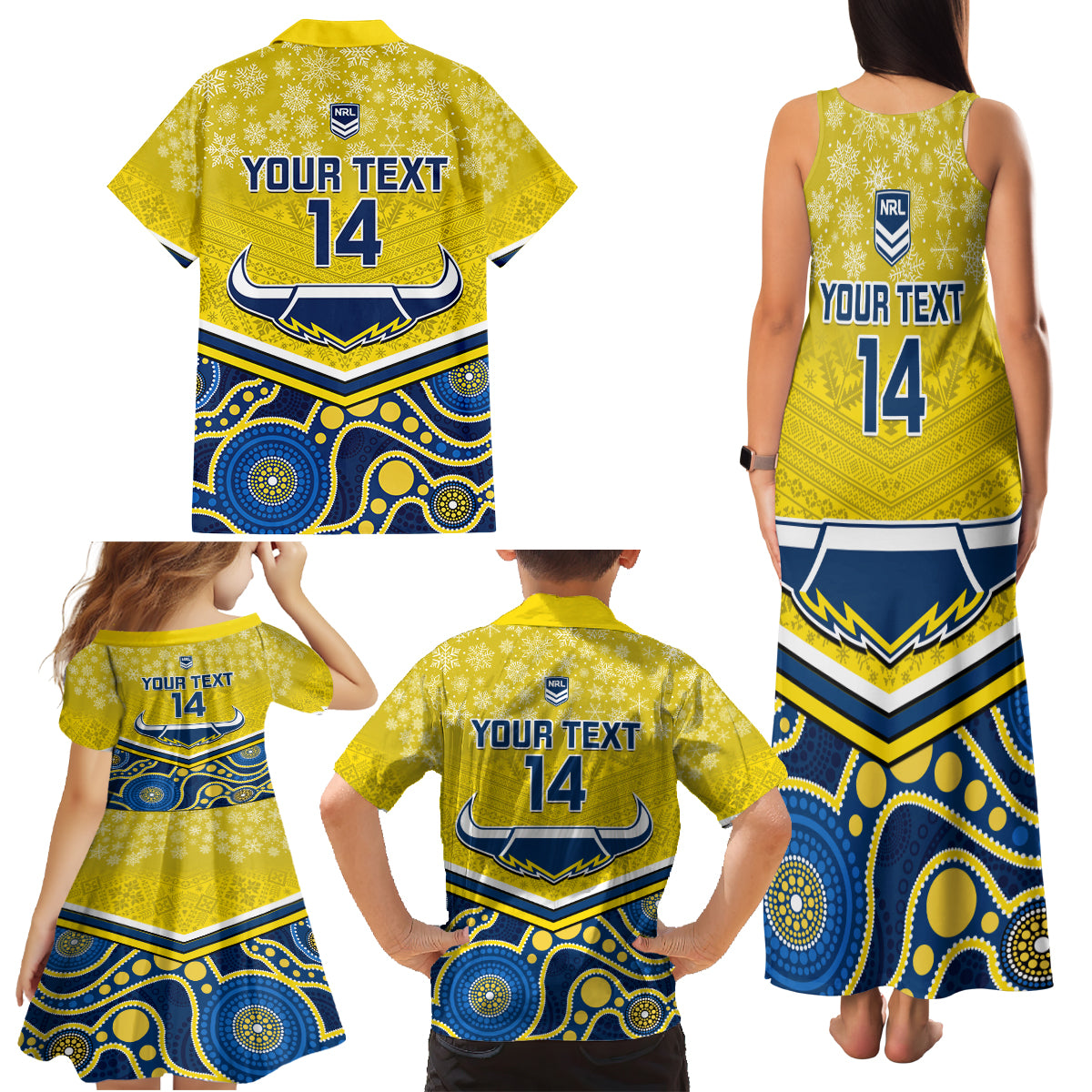 custom-cowboys-rugby-christmas-family-matching-tank-maxi-dress-and-hawaiian-shirt-merry-xmas-2023-mix-aboriginal-art-blue-version