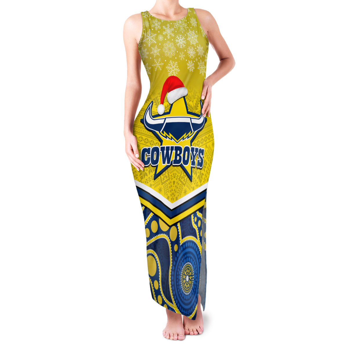 custom-cowboys-rugby-christmas-family-matching-tank-maxi-dress-and-hawaiian-shirt-merry-xmas-2023-mix-aboriginal-art-blue-version