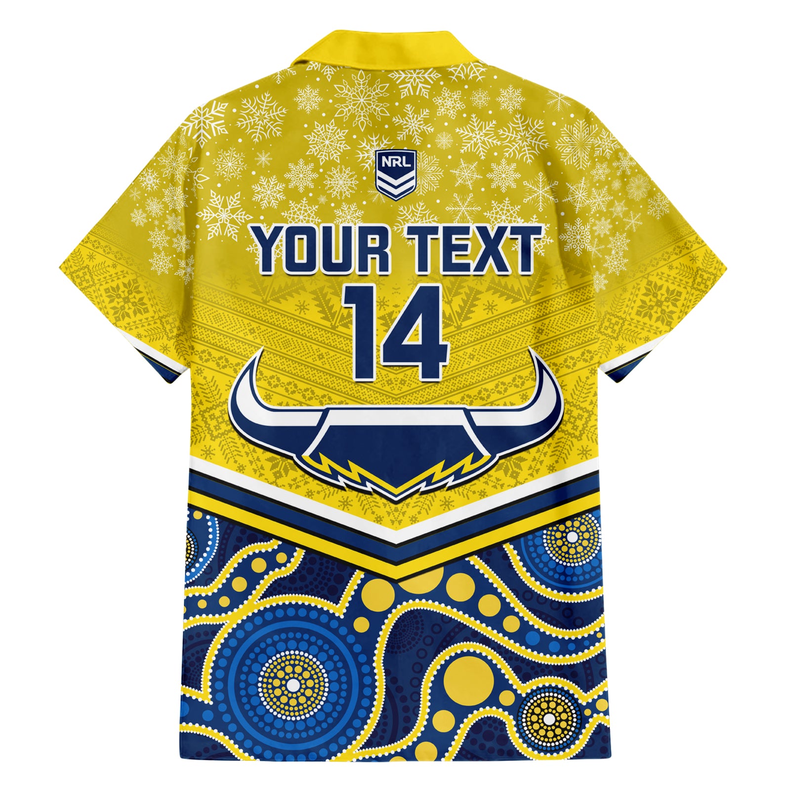 Custom Cowboys Rugby Christmas Hawaiian Shirt Merry Xmas 2023 Mix Aboriginal Art Blue Version - Vibe Hoodie Shop