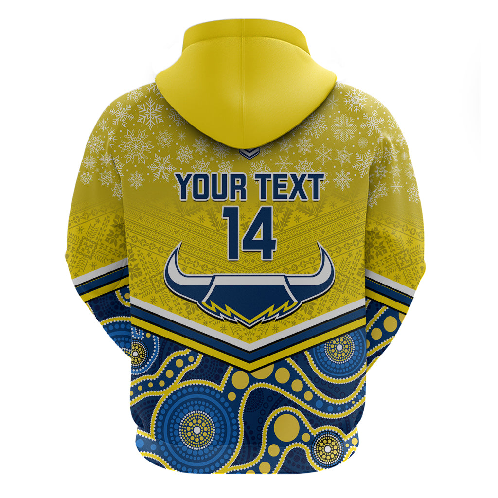 Custom Cowboys Rugby Christmas Hoodie Merry Xmas 2023 Mix Aboriginal Art Blue Version - Vibe Hoodie Shop