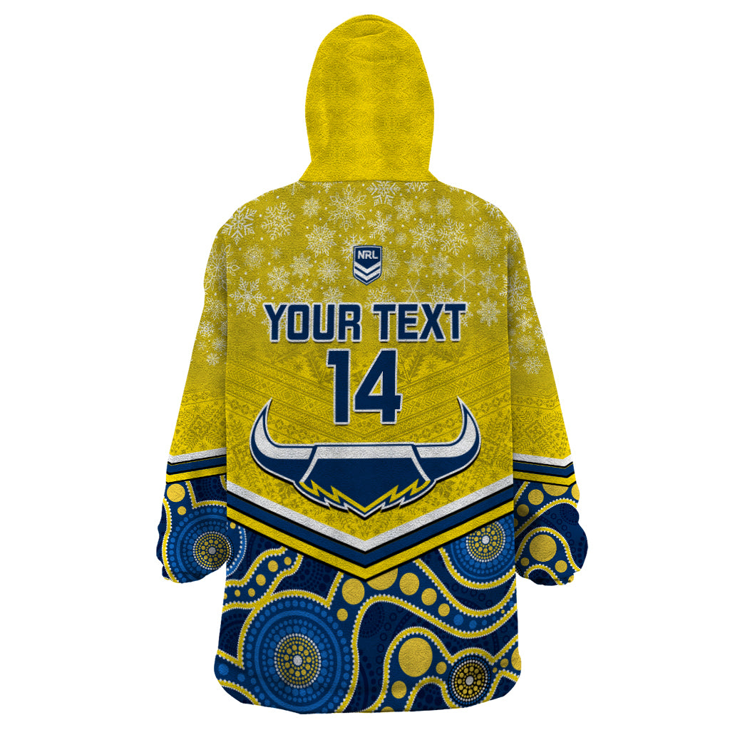 Custom Cowboys Rugby Christmas Wearable Blanket Hoodie Merry Xmas 2023 Mix Aboriginal Art Blue Version - Vibe Hoodie Shop