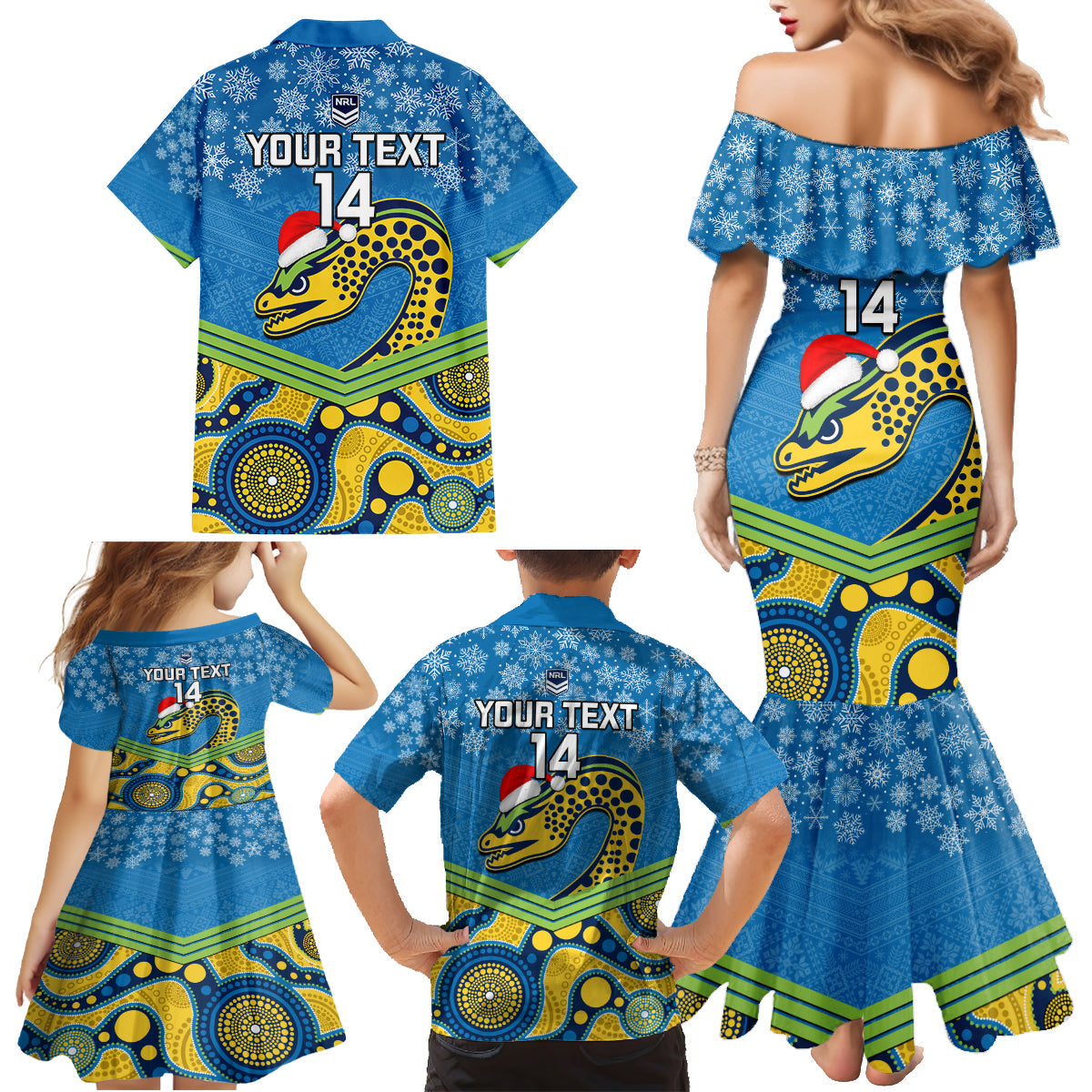 custom-parramatta-eels-rugby-christmas-family-matching-mermaid-dress-and-hawaiian-shirt-merry-xmas-2023-mix-aboriginal-art