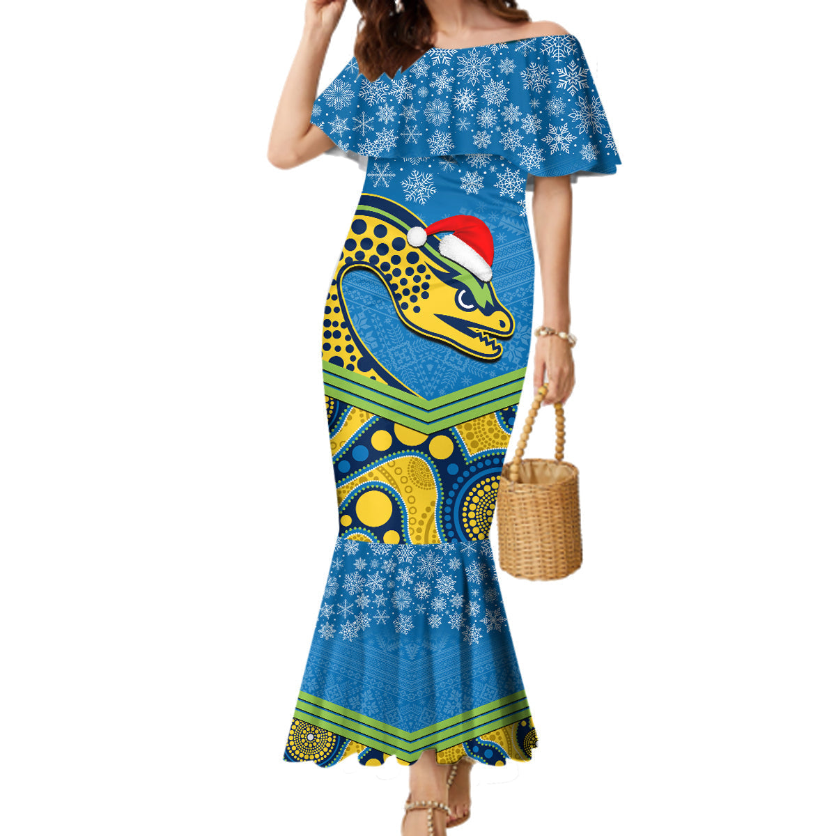 custom-parramatta-eels-rugby-christmas-family-matching-mermaid-dress-and-hawaiian-shirt-merry-xmas-2023-mix-aboriginal-art