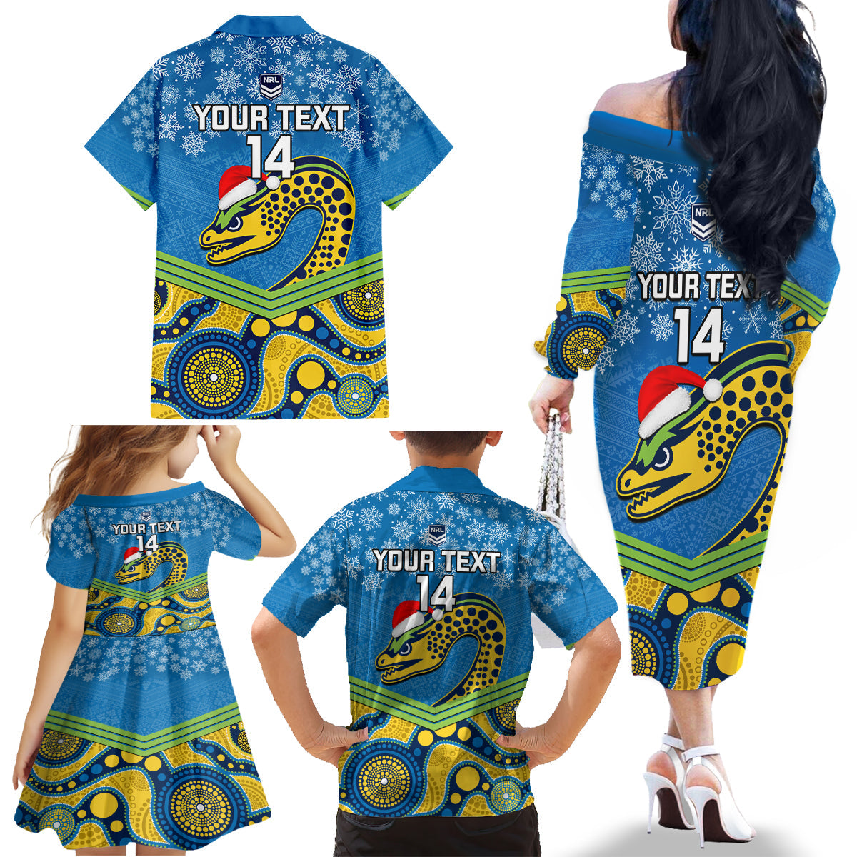 custom-parramatta-eels-rugby-christmas-family-matching-off-shoulder-long-sleeve-dress-and-hawaiian-shirt-merry-xmas-2023-mix-aboriginal-art