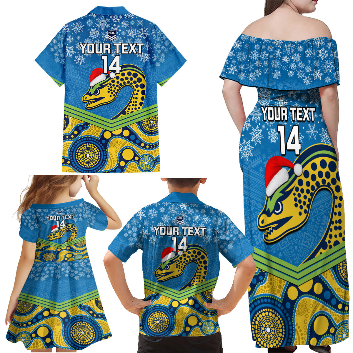 custom-parramatta-eels-rugby-christmas-family-matching-off-shoulder-maxi-dress-and-hawaiian-shirt-merry-xmas-2023-mix-aboriginal-art