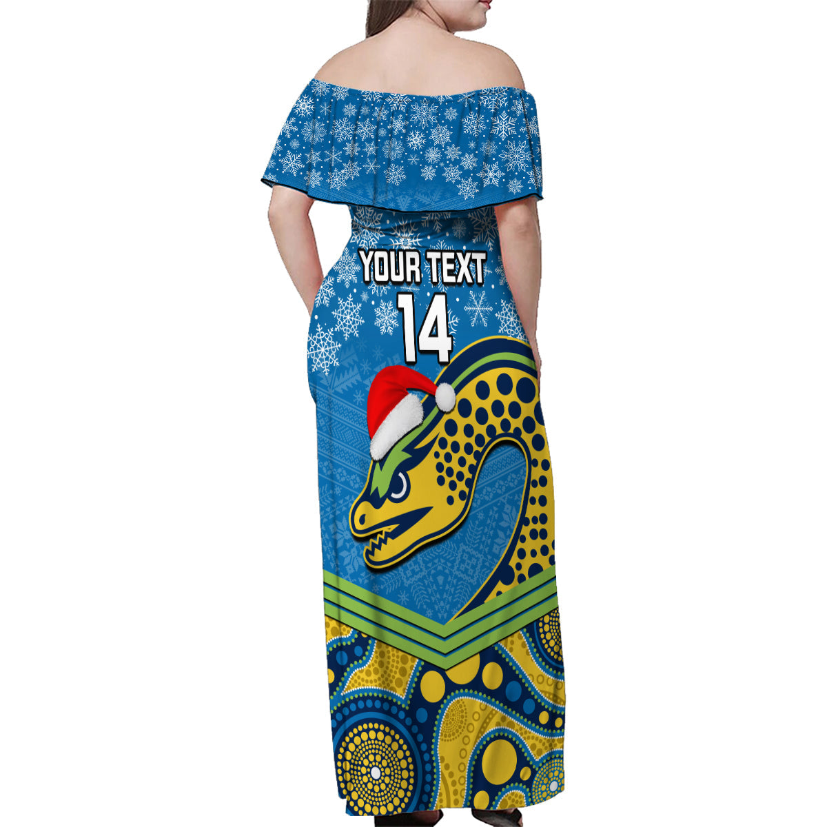 custom-parramatta-eels-rugby-christmas-family-matching-off-shoulder-maxi-dress-and-hawaiian-shirt-merry-xmas-2023-mix-aboriginal-art