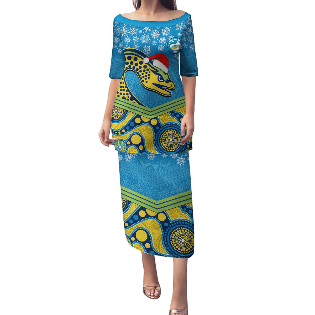 custom-parramatta-eels-rugby-christmas-family-matching-puletasi-dress-and-hawaiian-shirt-merry-xmas-2023-mix-aboriginal-art