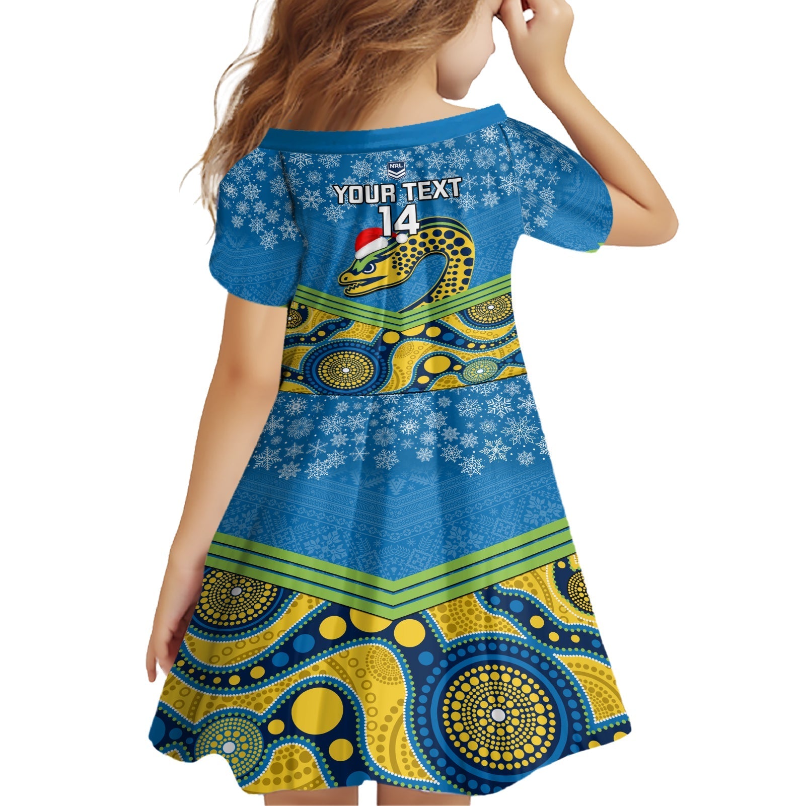 custom-parramatta-eels-rugby-christmas-family-matching-short-sleeve-bodycon-dress-and-hawaiian-shirt-merry-xmas-2023-mix-aboriginal-art