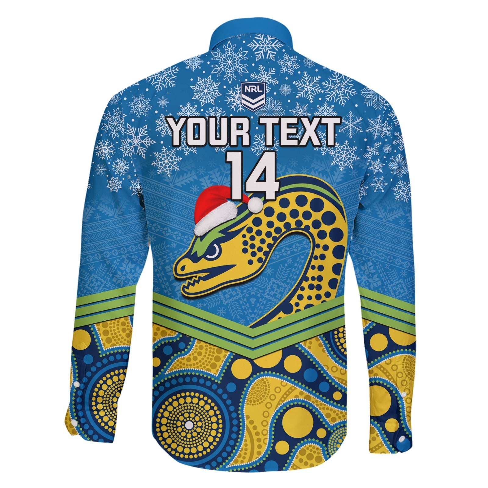 custom-parramatta-eels-rugby-christmas-family-matching-short-sleeve-bodycon-dress-and-hawaiian-shirt-merry-xmas-2023-mix-aboriginal-art