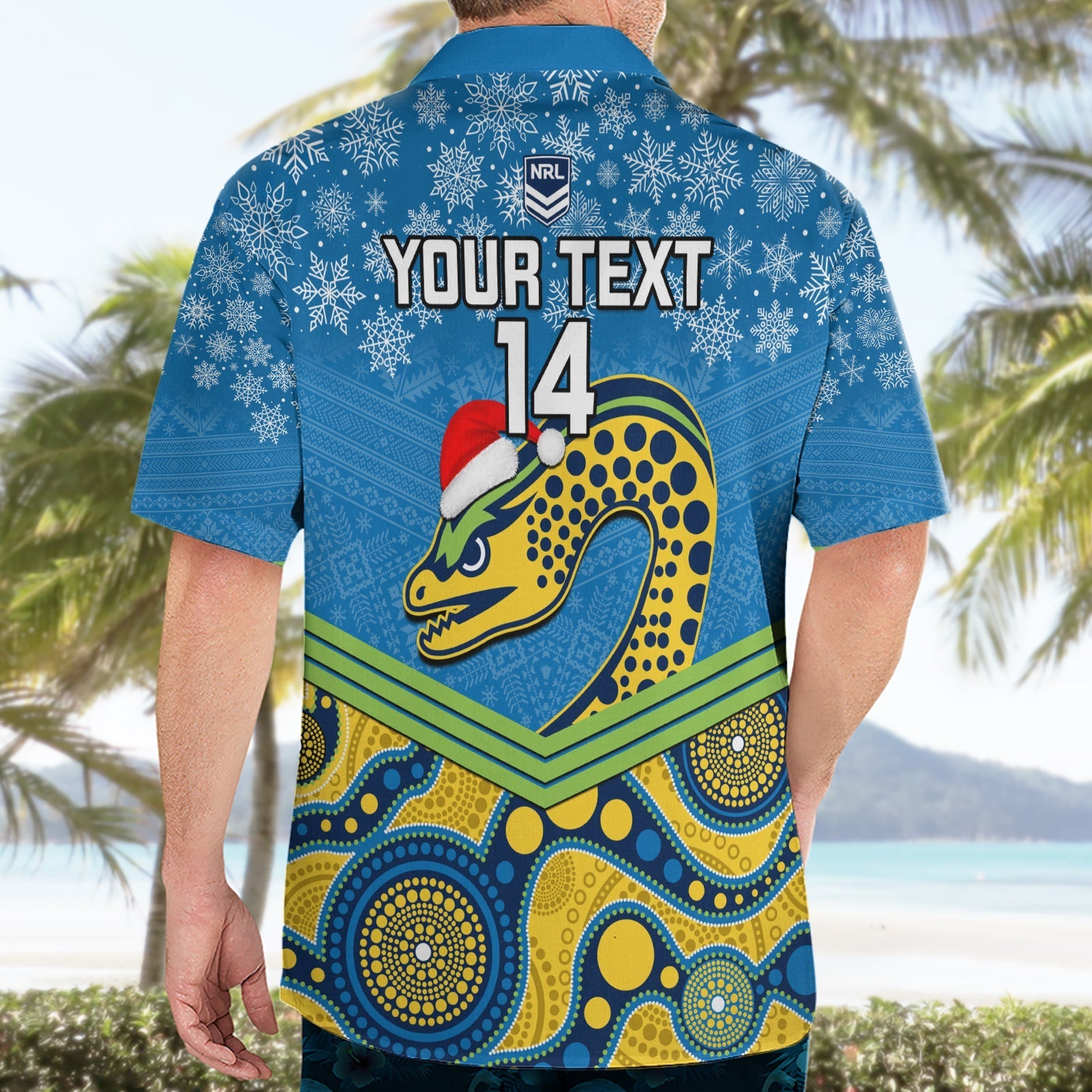 Custom Parramatta Eels Rugby Christmas Hawaiian Shirt Merry Xmas 2023 Mix Aboriginal Art - Vibe Hoodie Shop