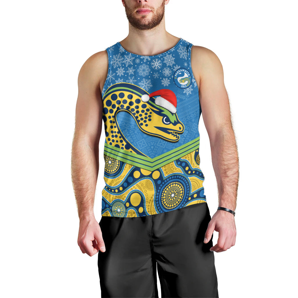 Custom Parramatta Eels Rugby Christmas Men Tank Top Merry Xmas 2023 Mix Aboriginal Art - Vibe Hoodie Shop