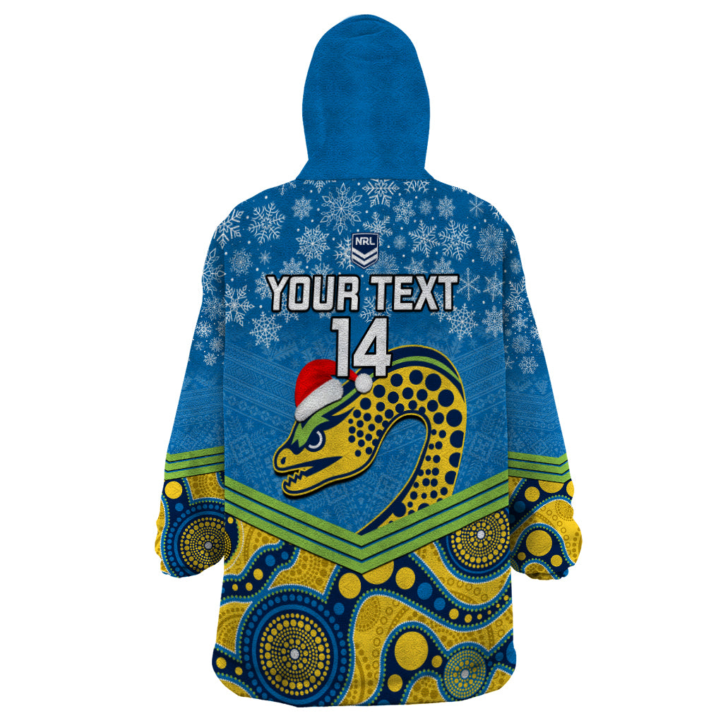 Custom Parramatta Eels Rugby Christmas Wearable Blanket Hoodie Merry Xmas 2023 Mix Aboriginal Art - Vibe Hoodie Shop