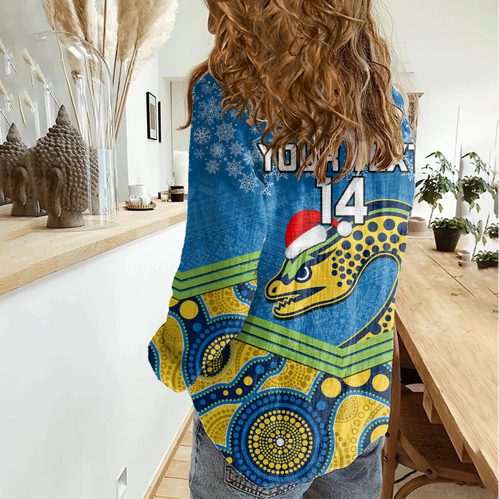 Custom Parramatta Eels Rugby Christmas Women Casual Shirt Merry Xmas 2023 Mix Aboriginal Art - Vibe Hoodie Shop