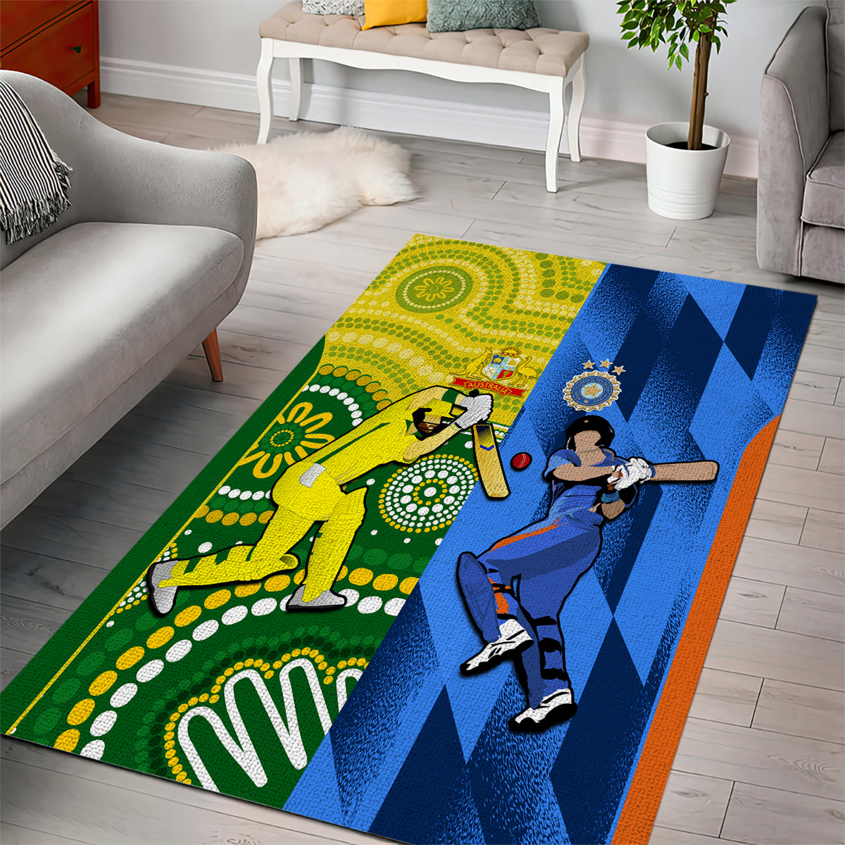 Australia And India Cricket Area Rug 2023 World Cup Final Together - Vibe Hoodie Shop