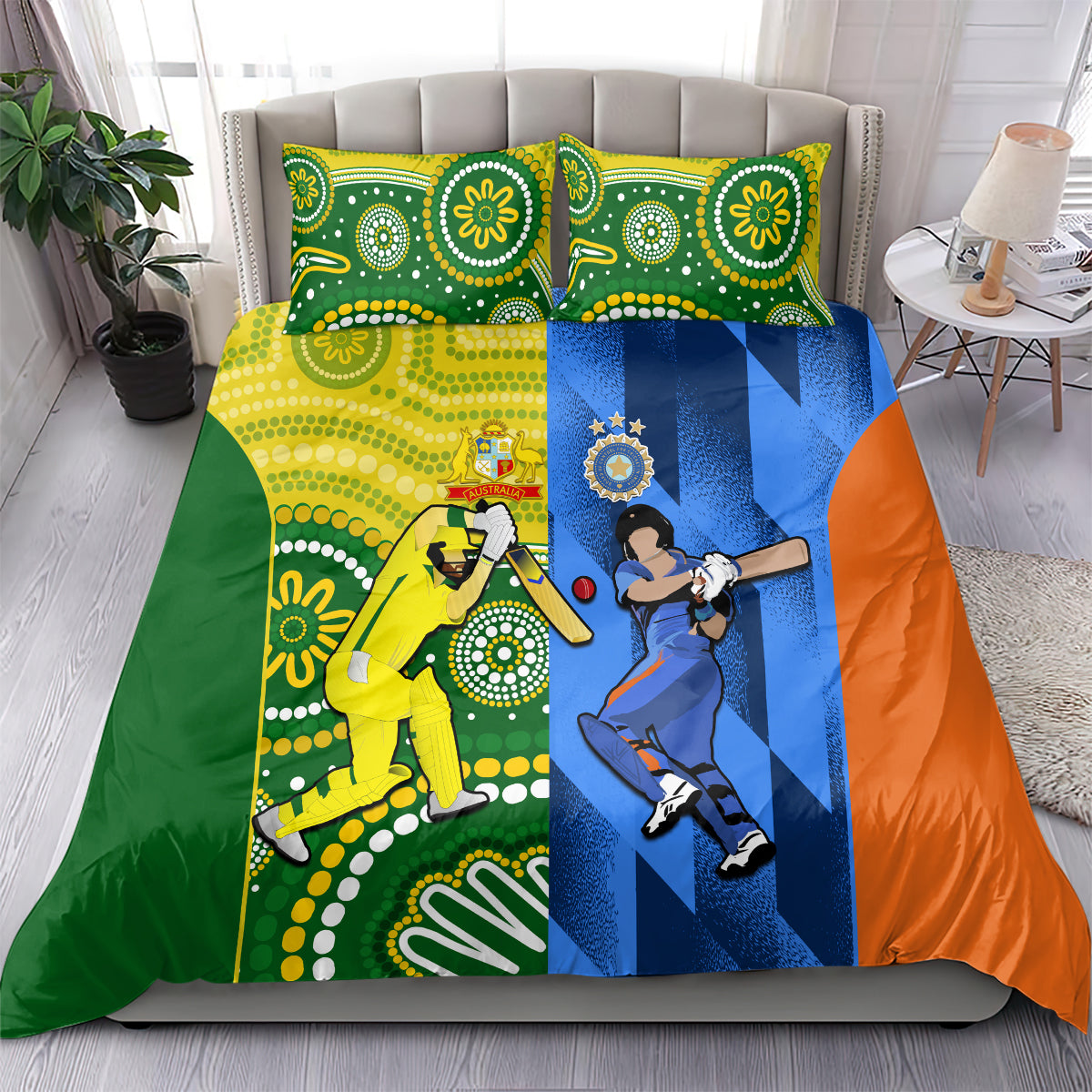 Australia And India Cricket Bedding Set 2023 World Cup Final Together - Vibe Hoodie Shop