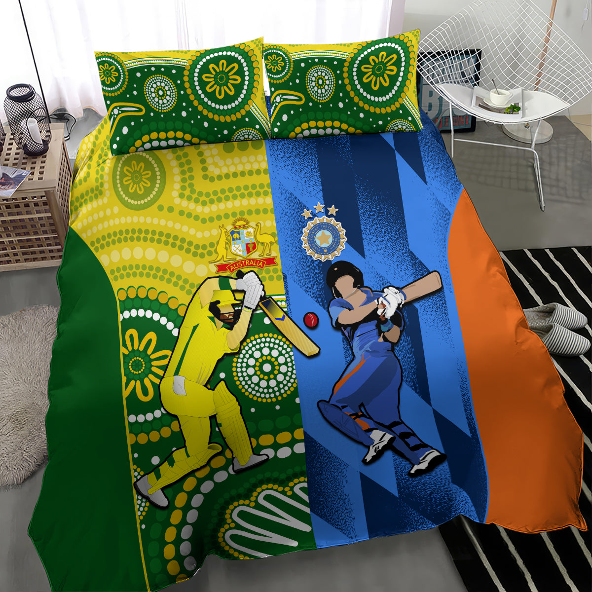 Australia And India Cricket Bedding Set 2023 World Cup Final Together - Vibe Hoodie Shop
