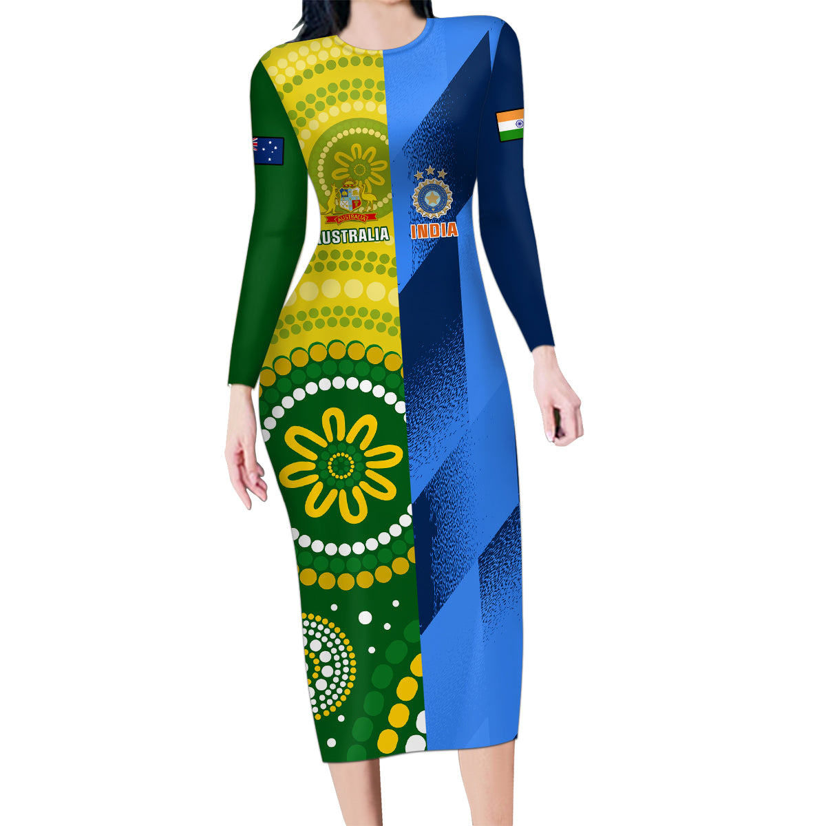 australia-and-india-cricket-family-matching-long-sleeve-bodycon-dress-and-hawaiian-shirt-2023-world-cup-final-together