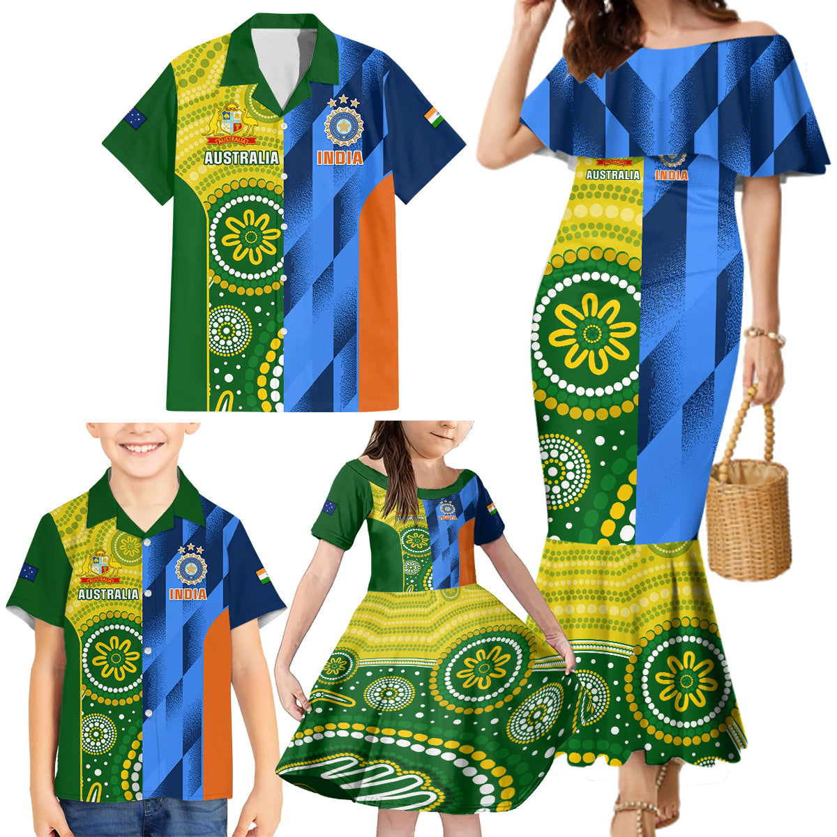 australia-and-india-cricket-family-matching-mermaid-dress-and-hawaiian-shirt-2023-world-cup-final-together