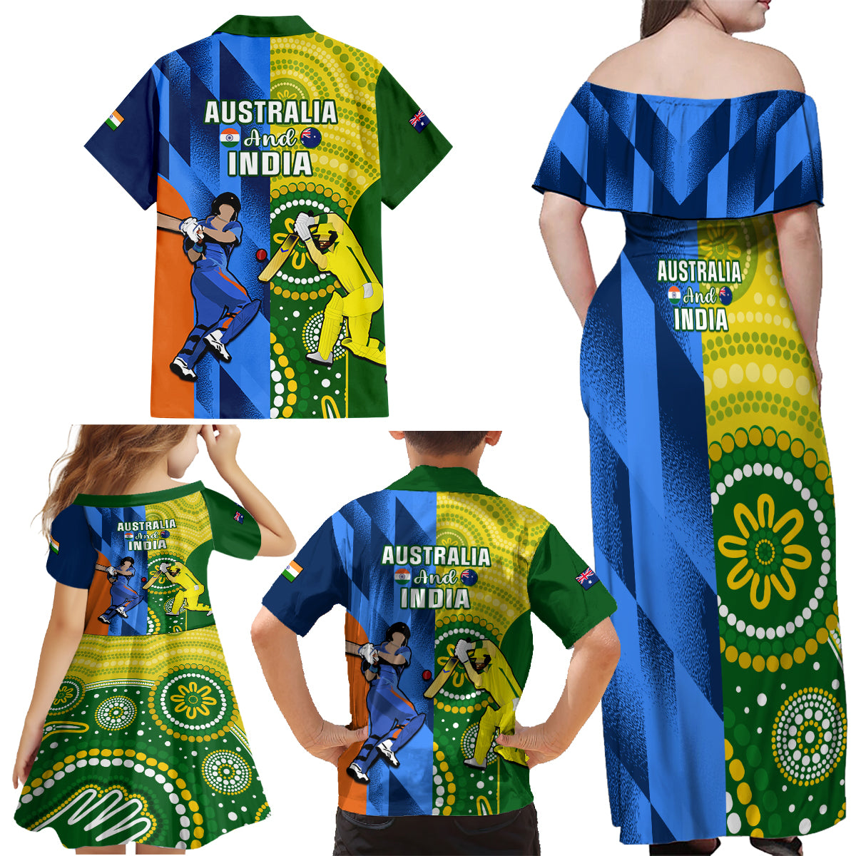 australia-and-india-cricket-family-matching-off-shoulder-maxi-dress-and-hawaiian-shirt-2023-world-cup-final-together