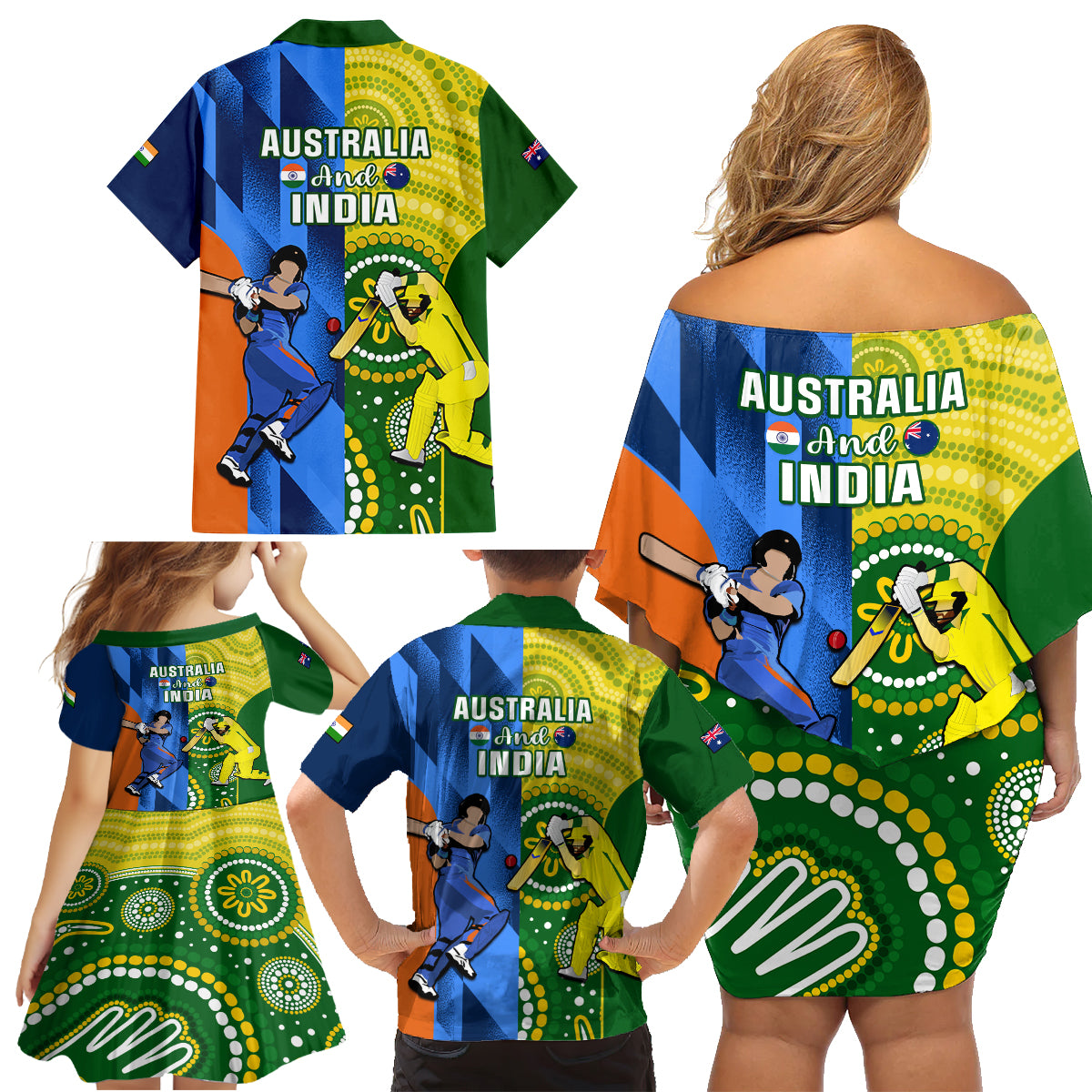 australia-and-india-cricket-family-matching-off-shoulder-short-dress-and-hawaiian-shirt-2023-world-cup-final-together