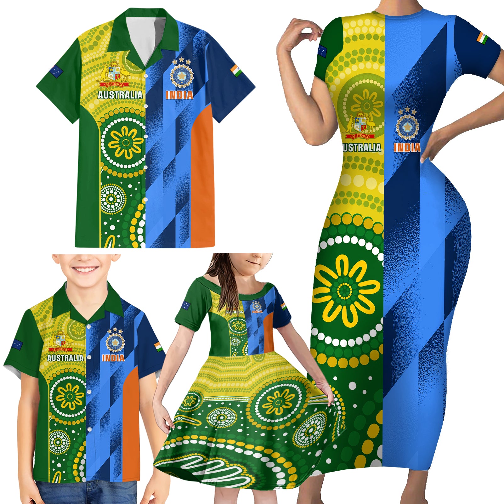 australia-and-india-cricket-family-matching-short-sleeve-bodycon-dress-and-hawaiian-shirt-2023-world-cup-final-together