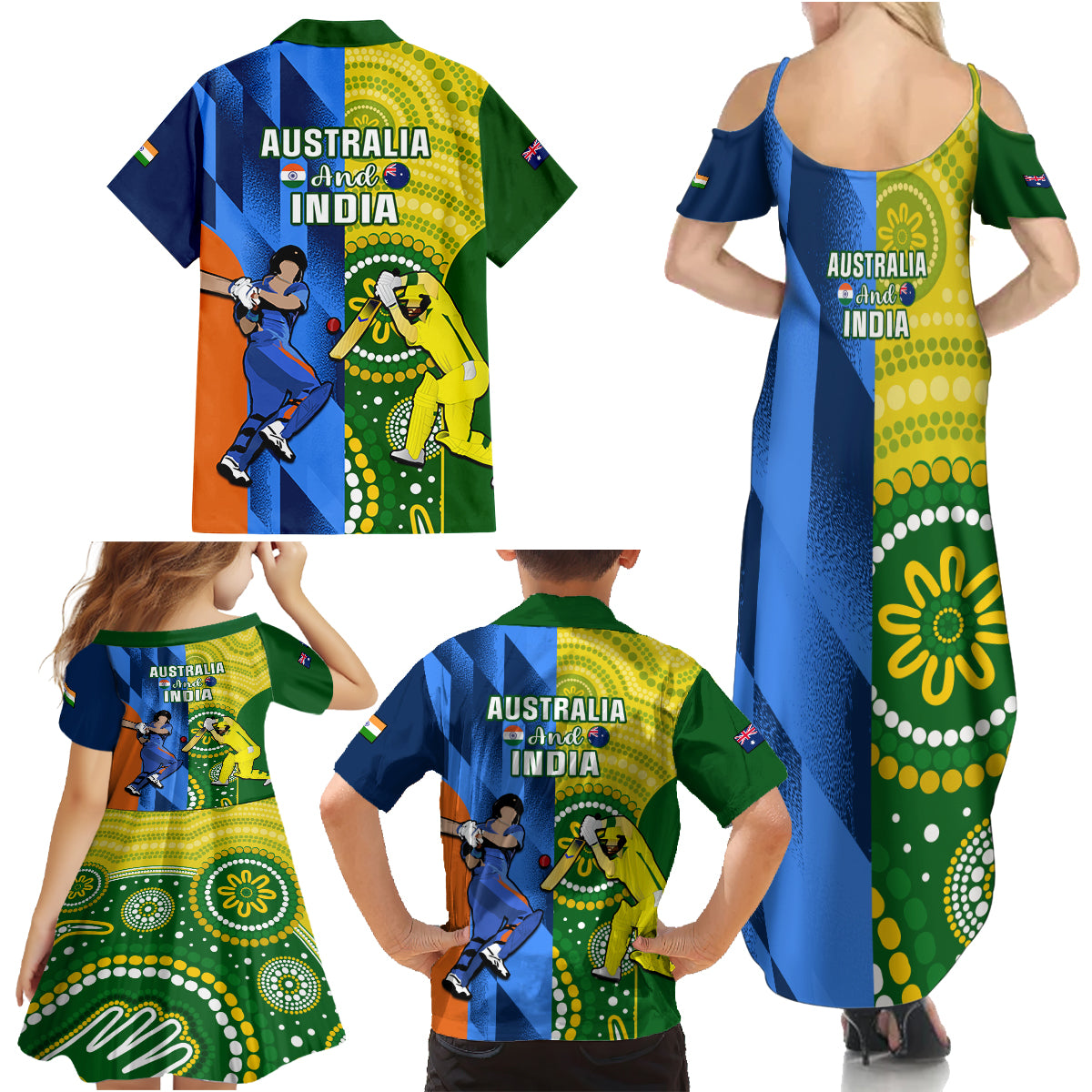 australia-and-india-cricket-family-matching-summer-maxi-dress-and-hawaiian-shirt-2023-world-cup-final-together