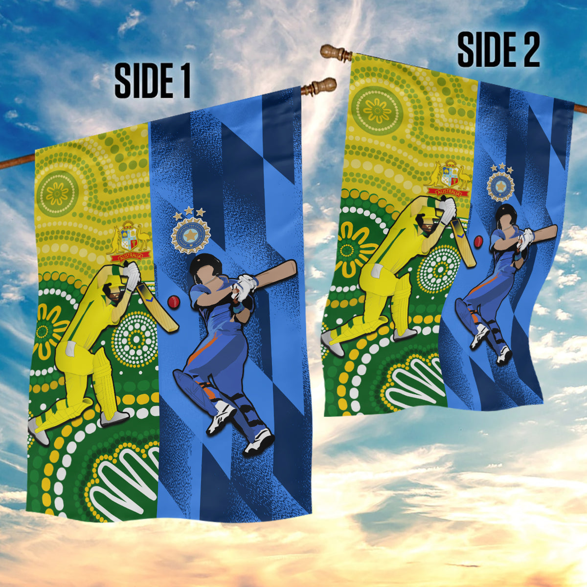 Australia And India Cricket Garden Flag 2023 World Cup Final Together - Vibe Hoodie Shop