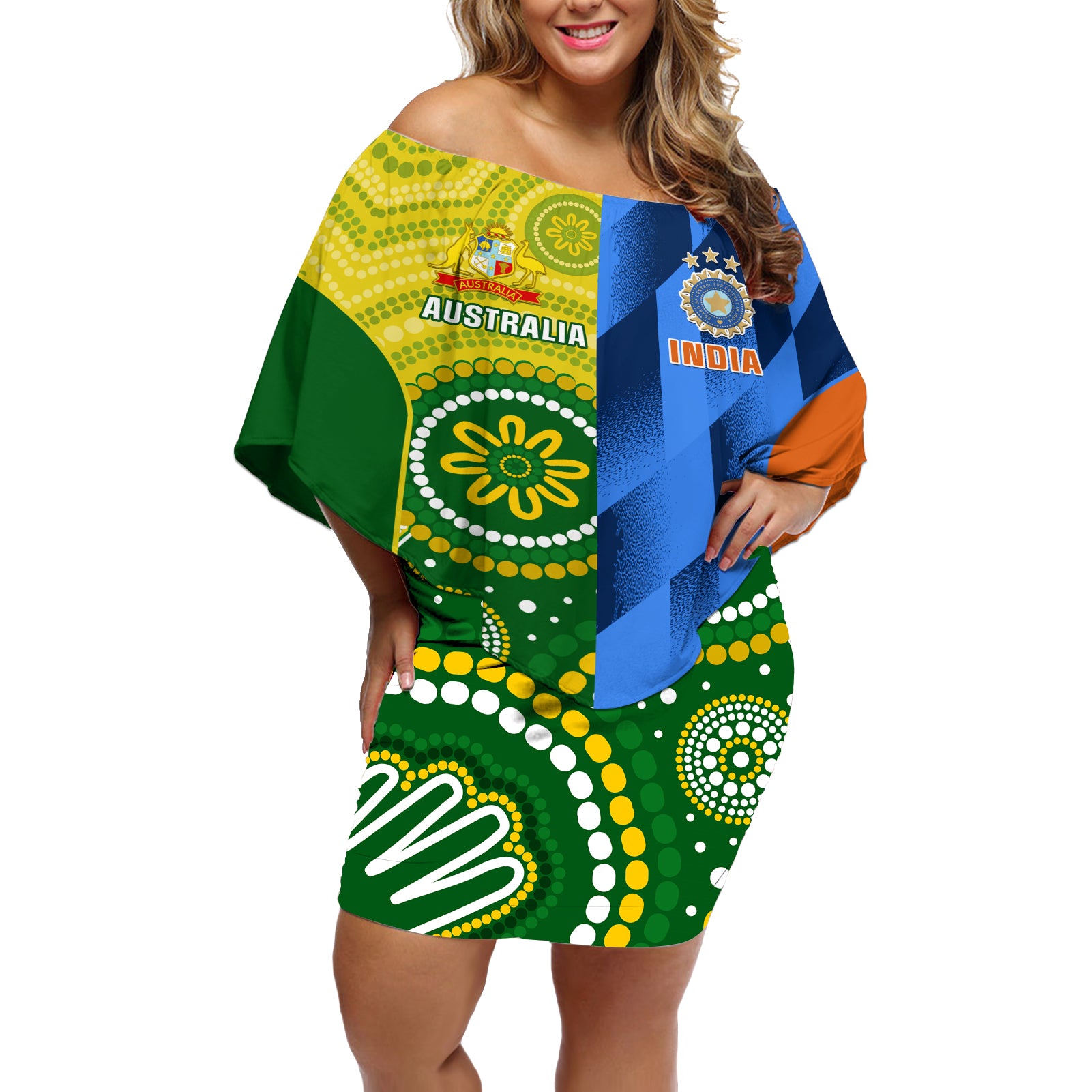 australia-and-india-cricket-off-shoulder-short-dress-2023-world-cup-final-together