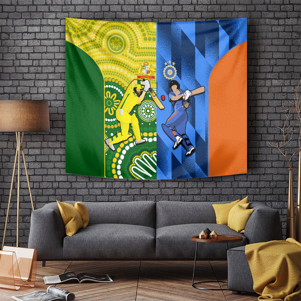 Australia And India Cricket Tapestry 2023 World Cup Final Together - Vibe Hoodie Shop