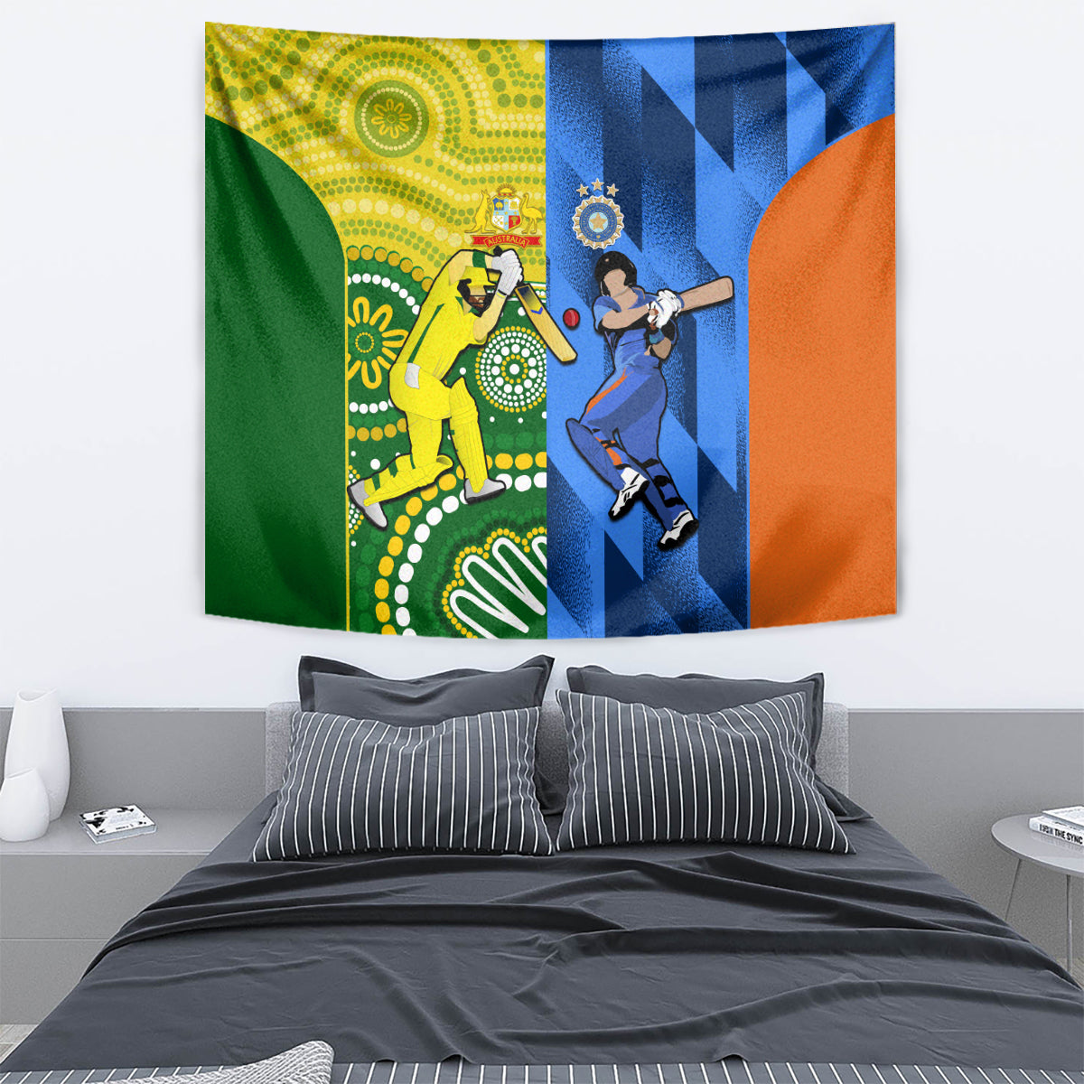 Australia And India Cricket Tapestry 2023 World Cup Final Together - Vibe Hoodie Shop