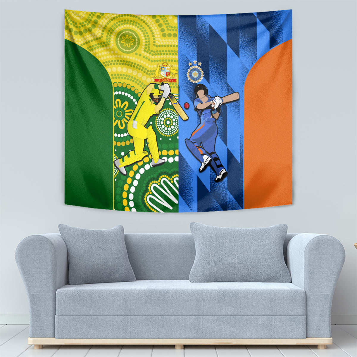 Australia And India Cricket Tapestry 2023 World Cup Final Together - Vibe Hoodie Shop