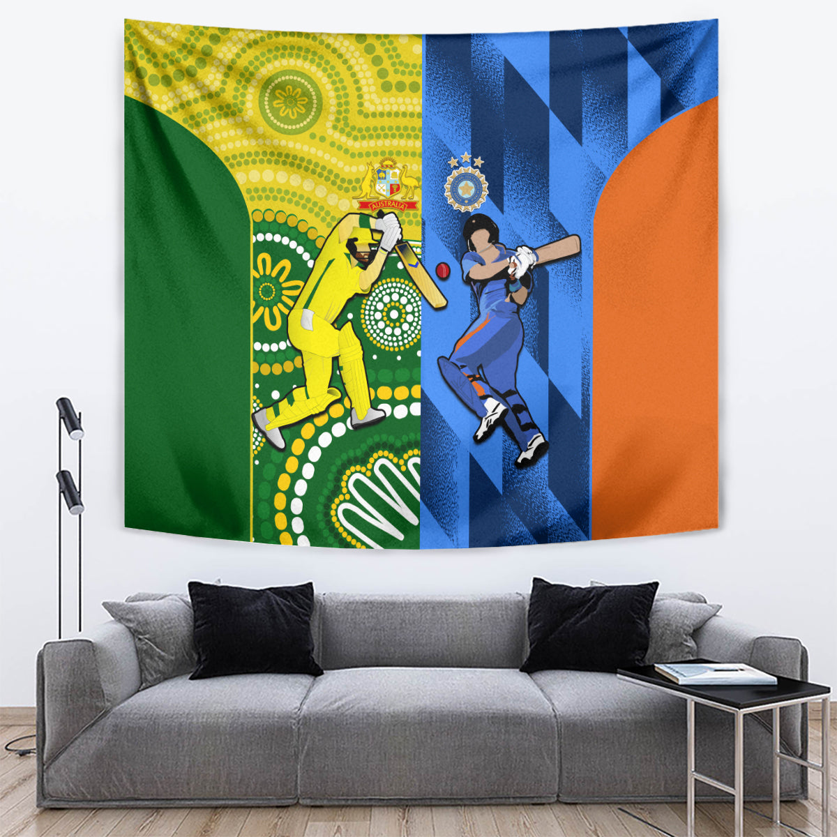 Australia And India Cricket Tapestry 2023 World Cup Final Together - Vibe Hoodie Shop