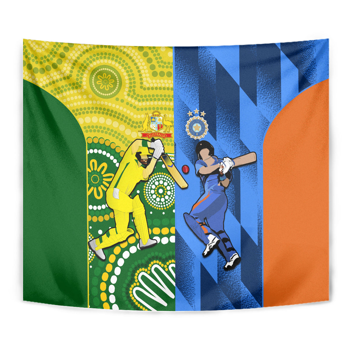 Australia And India Cricket Tapestry 2023 World Cup Final Together - Vibe Hoodie Shop