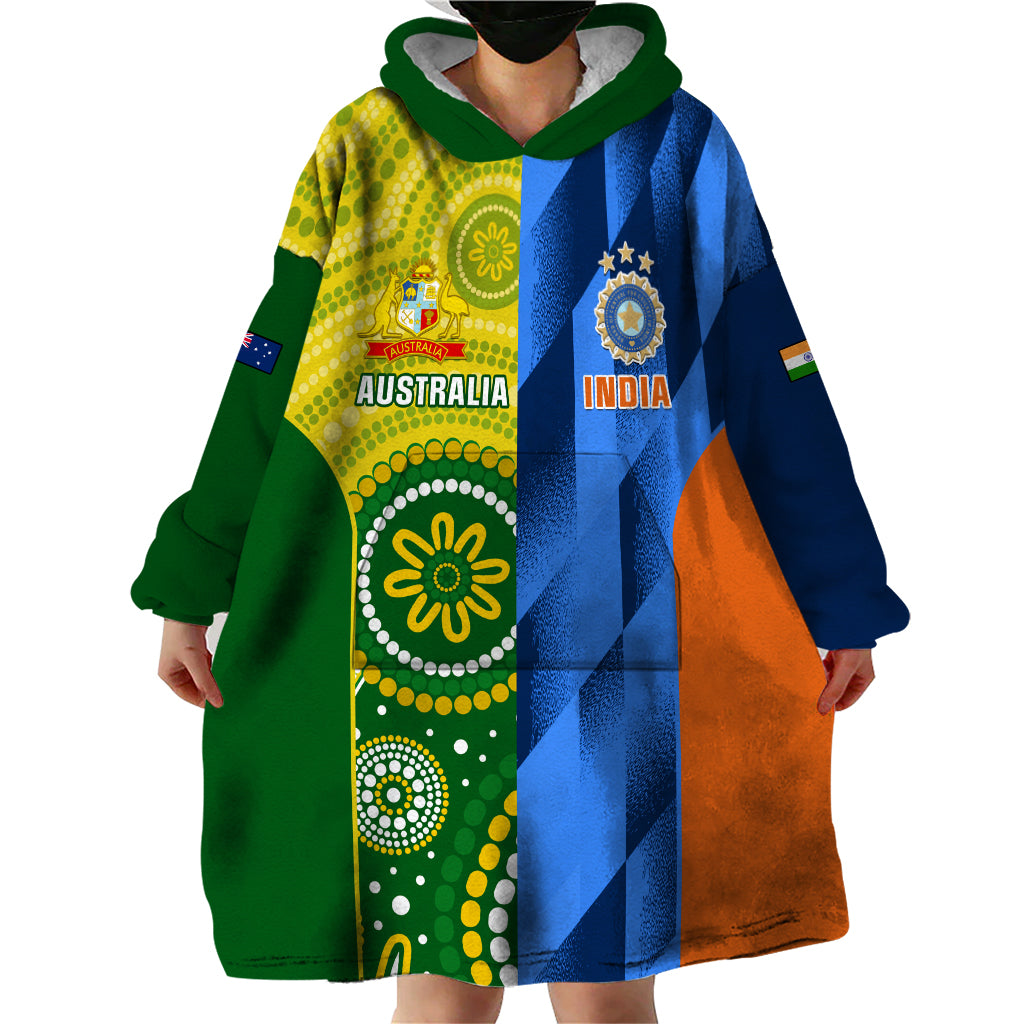 Australia And India Cricket Wearable Blanket Hoodie 2023 World Cup Final Together - Vibe Hoodie Shop