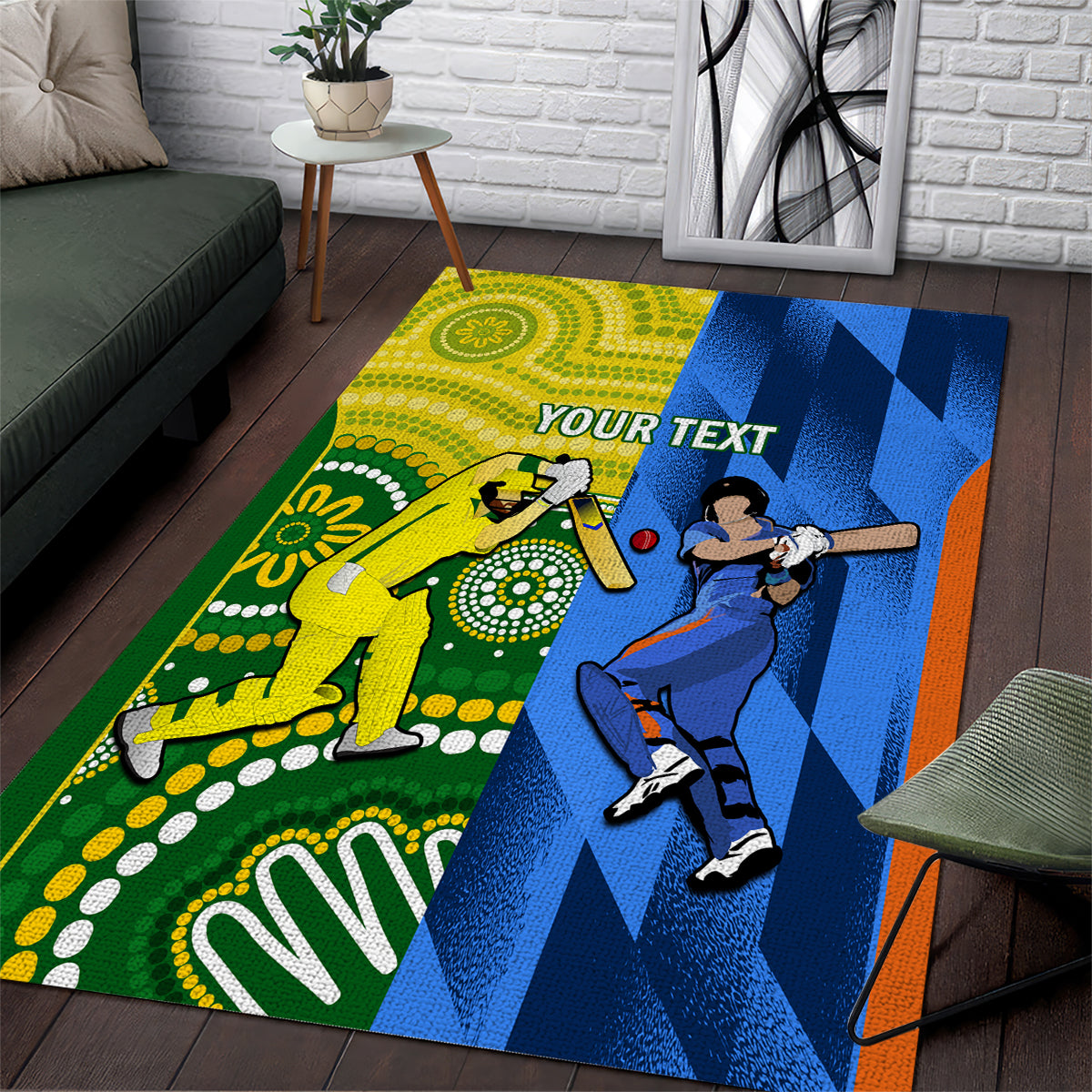 Custom Australia And India Cricket Area Rug 2023 World Cup Final Together - Vibe Hoodie Shop