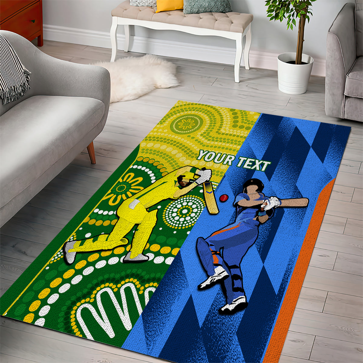 Custom Australia And India Cricket Area Rug 2023 World Cup Final Together - Vibe Hoodie Shop