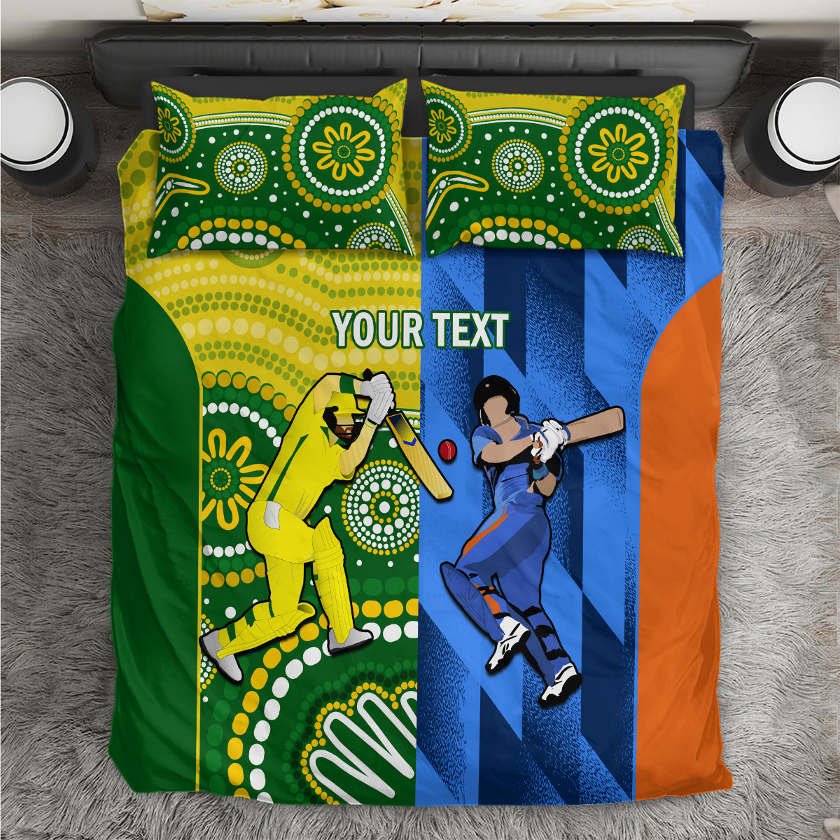 Custom Australia And India Cricket Bedding Set 2023 World Cup Final Together - Vibe Hoodie Shop