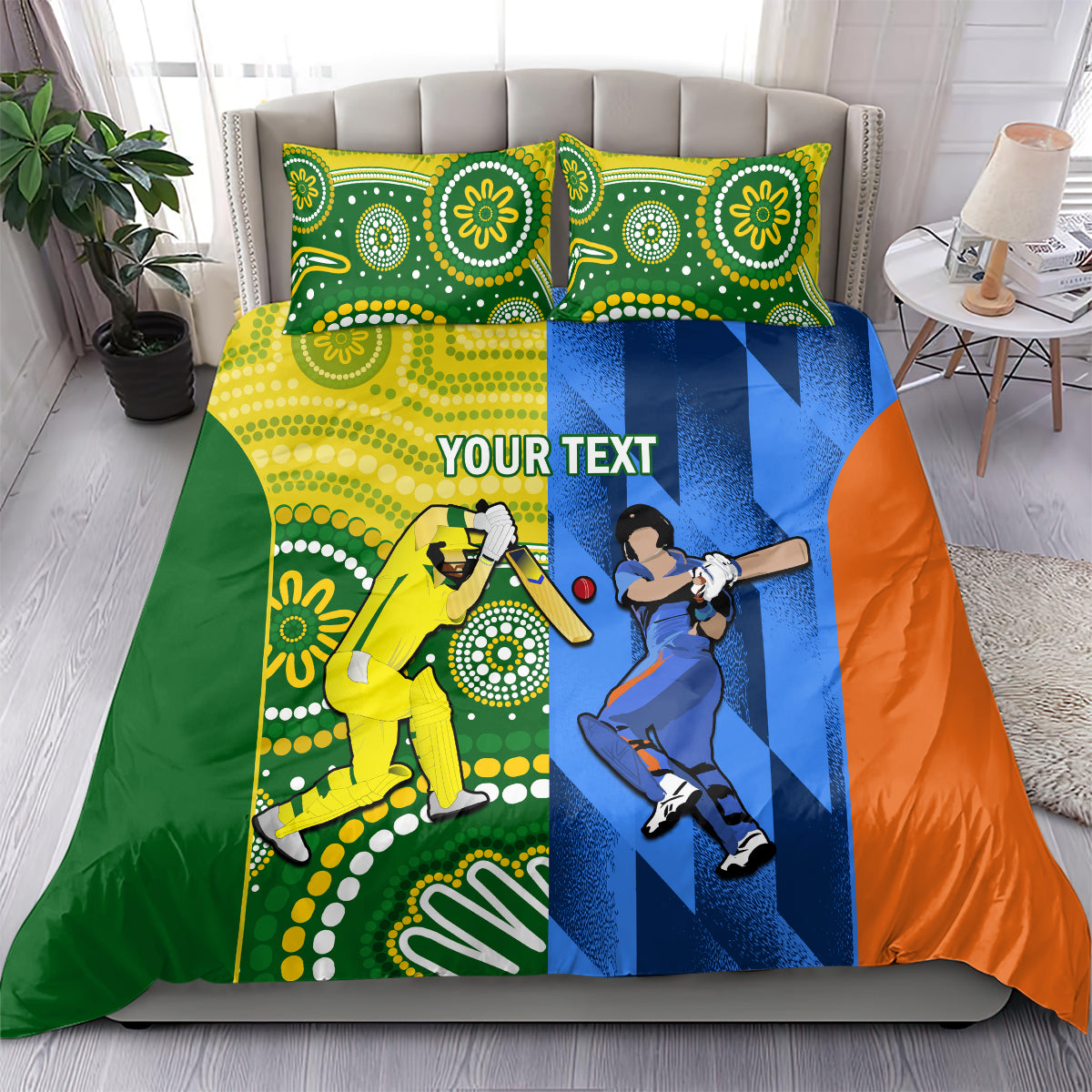 Custom Australia And India Cricket Bedding Set 2023 World Cup Final Together - Vibe Hoodie Shop