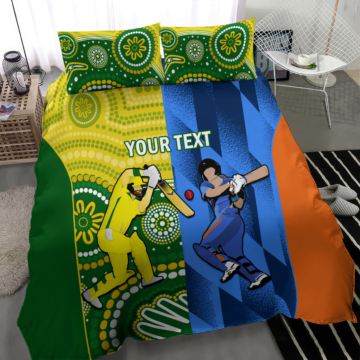 Custom Australia And India Cricket Bedding Set 2023 World Cup Final Together - Vibe Hoodie Shop