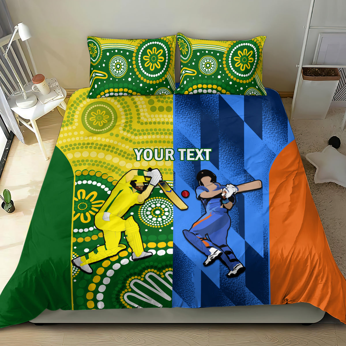 Custom Australia And India Cricket Bedding Set 2023 World Cup Final Together - Vibe Hoodie Shop
